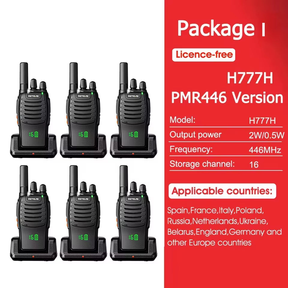 H777H Portable Two-Way Radio Hidden Display Walkie-Talkie PMR/FRS Communication for Camping 1/2 PCS Set