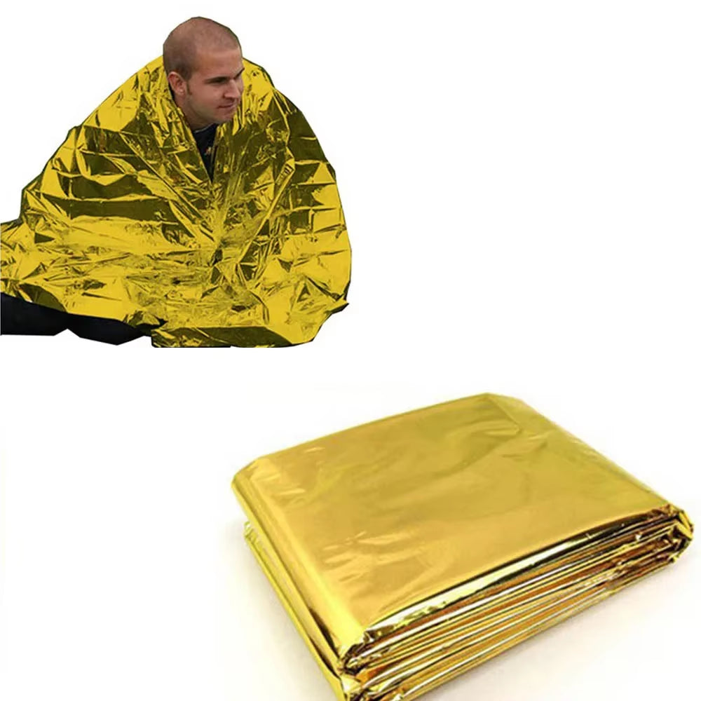Hot Outdoor Waterproof Emergency Bag Insulation Disaster SOS Aid Life-Saving Survival Rescue Insulation Blanket Hike 210*140CM