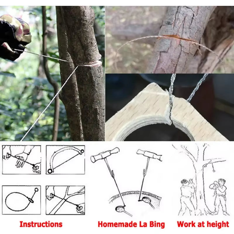 High-Quality Multi-Purpose Mini Pocket Wire Saw Stainless Steel Wire Saw Orange Outdoor Camping Emergency Survival Gear Tools