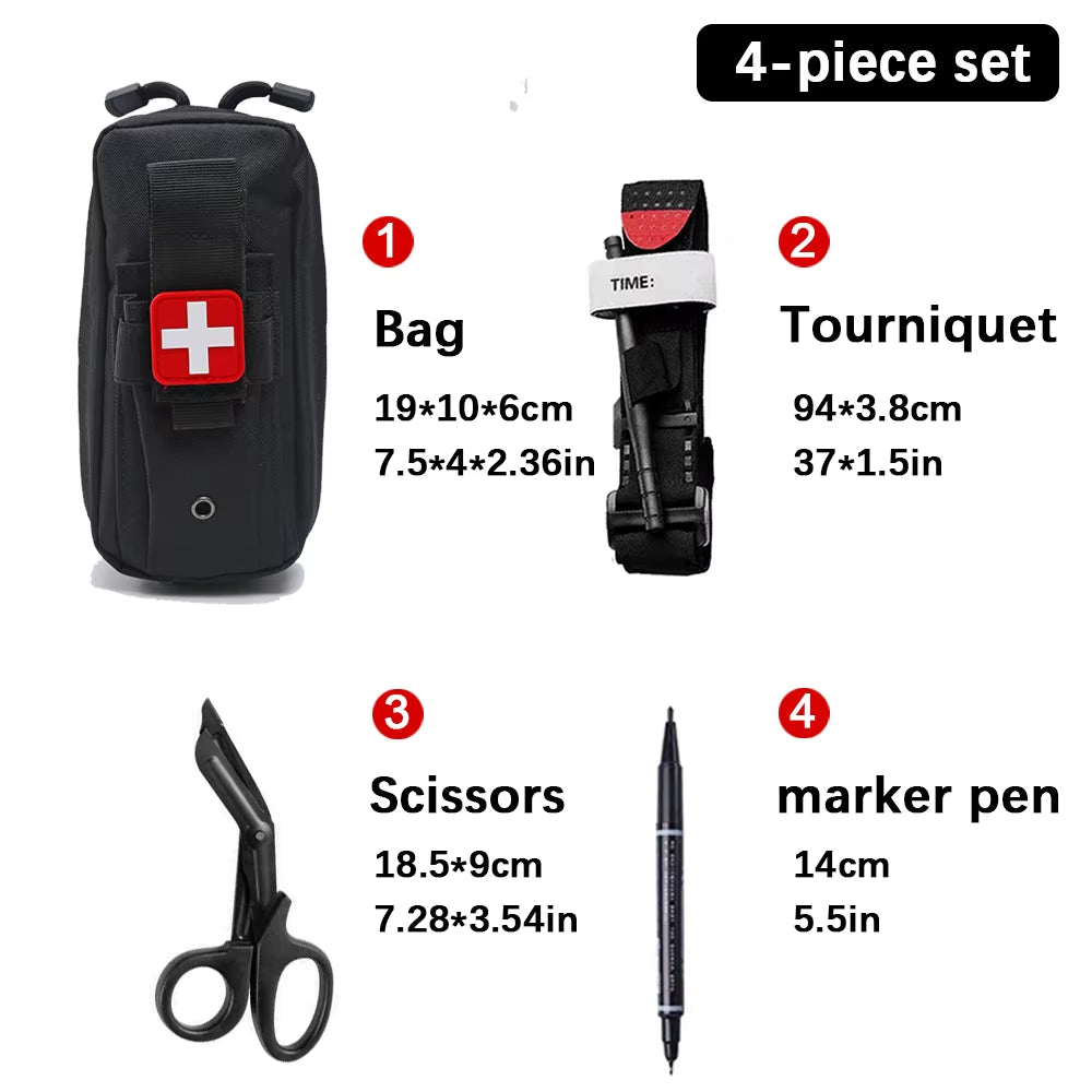 Professional First Aid Kit Tourniquet Medical Rescue EDC Pouch Molle Survival Tool for Outdoor Camping Hiking Emergency