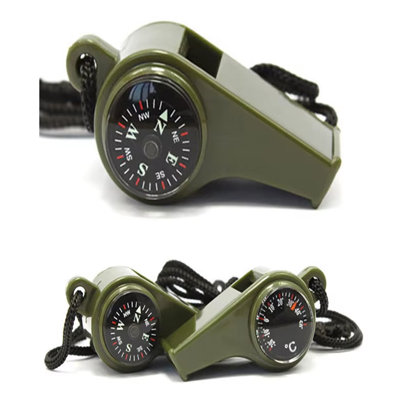 Outdoor Whistle Plastic Multifunctional 3-In-1 Whistle Survival Whistle Compass Thermometer Whistle Referee Whistle