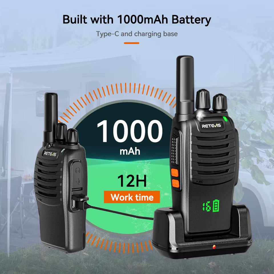 H777H Portable Two-Way Radio Hidden Display Walkie-Talkie PMR/FRS Communication for Camping 1/2 PCS Set