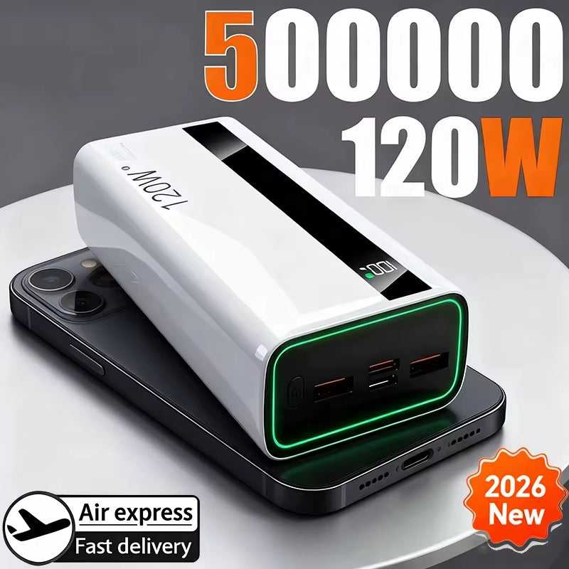 500000Mah 120W Super Fast Charging High Capacity Power Bank External Battery Portable Battery Charger for Iphone Samsung Xiaomi