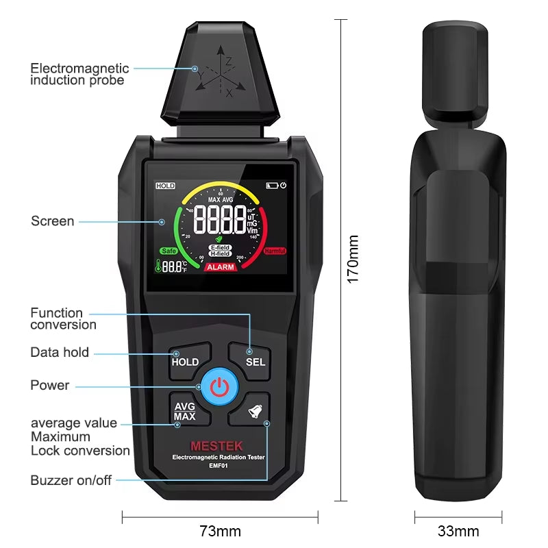EMF01 Electromagnetic Radiation Detector High Precision EMF Meter Household Electromagnetic Wave Radiation Measuring Instrument