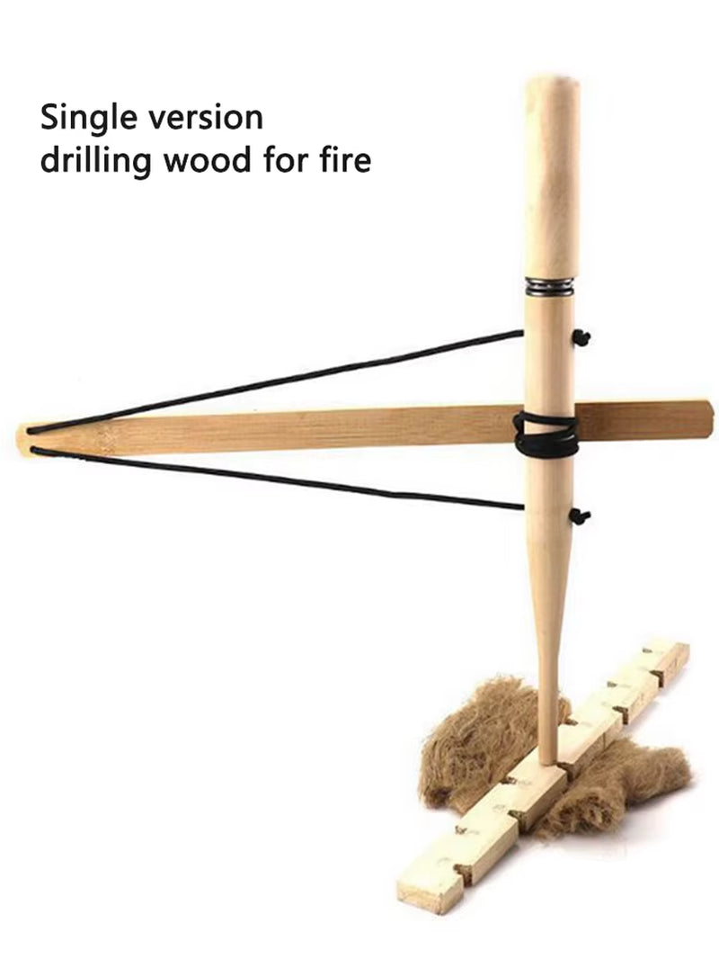 Bow Drill Fire Starter Kit Outdoor Survival Practice Tool Camping Lighter Fire Starter for Survival Training Teaching