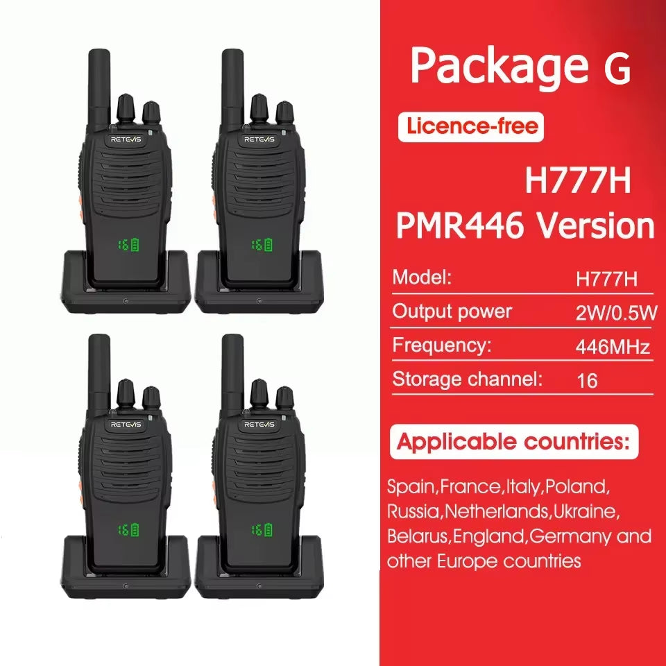 H777H Portable Two-Way Radio Hidden Display Walkie-Talkie PMR/FRS Communication for Camping 1/2 PCS Set