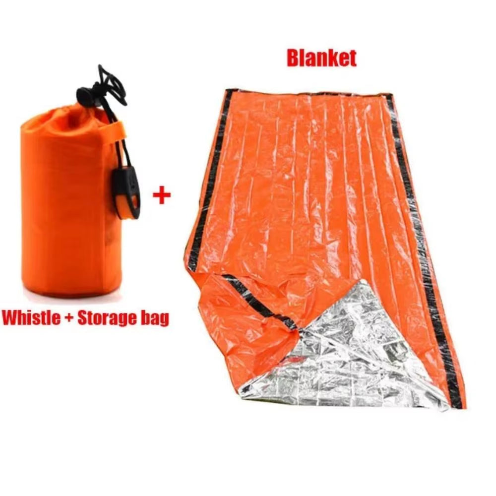 Outdoor Emergency Sleeping Bag, First Aid Blanket, Aluminum Foil Emergency Blanket, Waterproof and Lightweight Survival Blanket