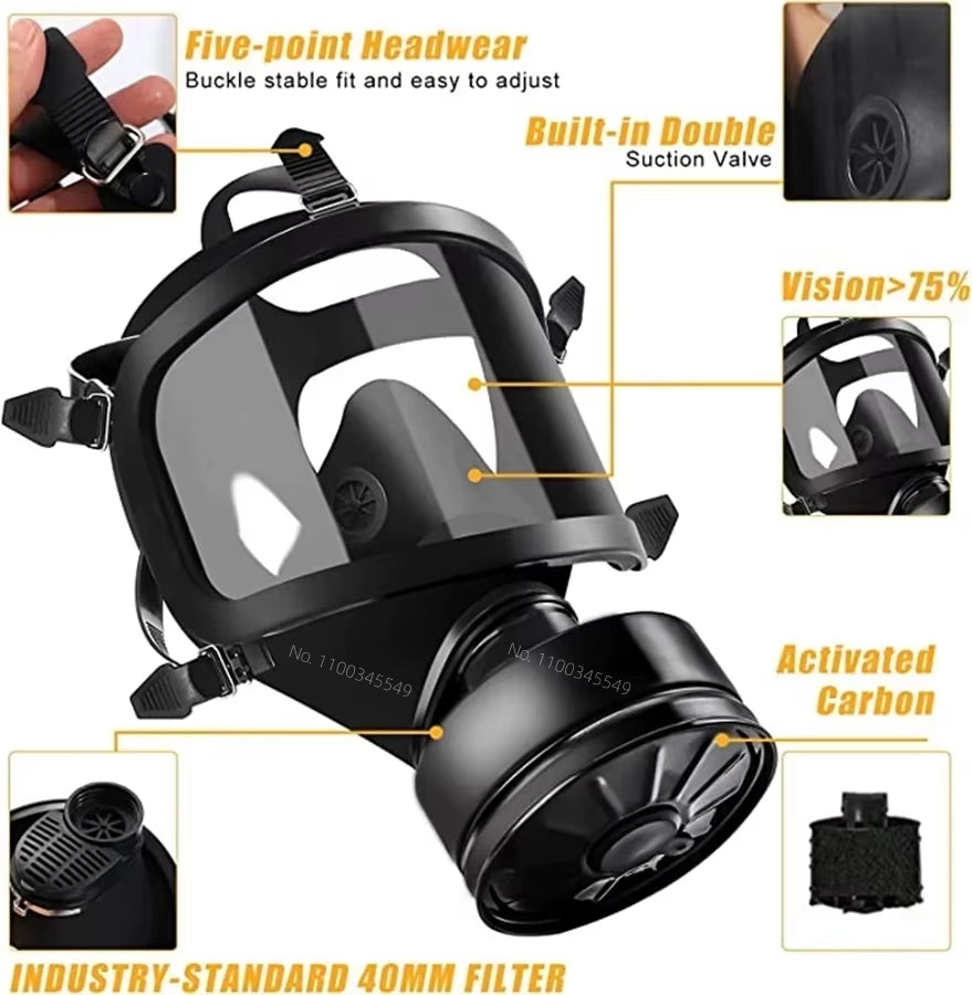MF14/87 Chemical Gas Mask Chemical Biological, and Radioactive Contamination Self-Priming Full Face Mask Classic Gas Mask