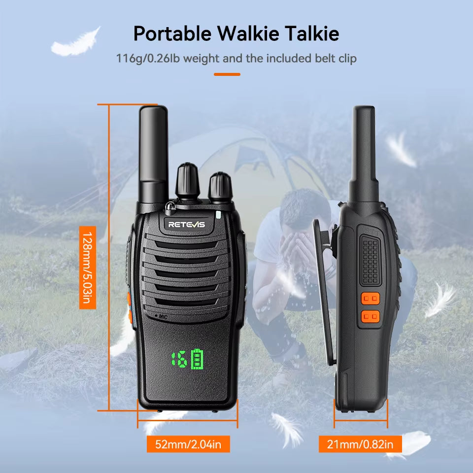 H777H Portable Two-Way Radio Hidden Display Walkie-Talkie PMR/FRS Communication for Camping 1/2 PCS Set