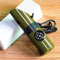Multifunctional Outdoor Survival Whistle Portable Emergency Compass Magnifying Glass Flashlight Thermometer