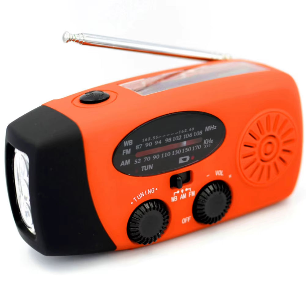 2000Mah Portable Radio Hand Crank Solar USB Charging Hand Radio Solar Crank AM/FM/NOAA Weather Radio Emergency Flashlight