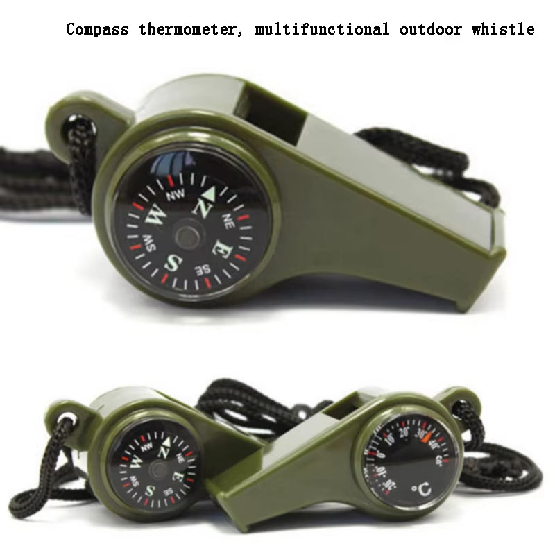 Outdoor Whistle Plastic Multifunctional 3-In-1 Whistle Survival Whistle Compass Thermometer Whistle Referee Whistle