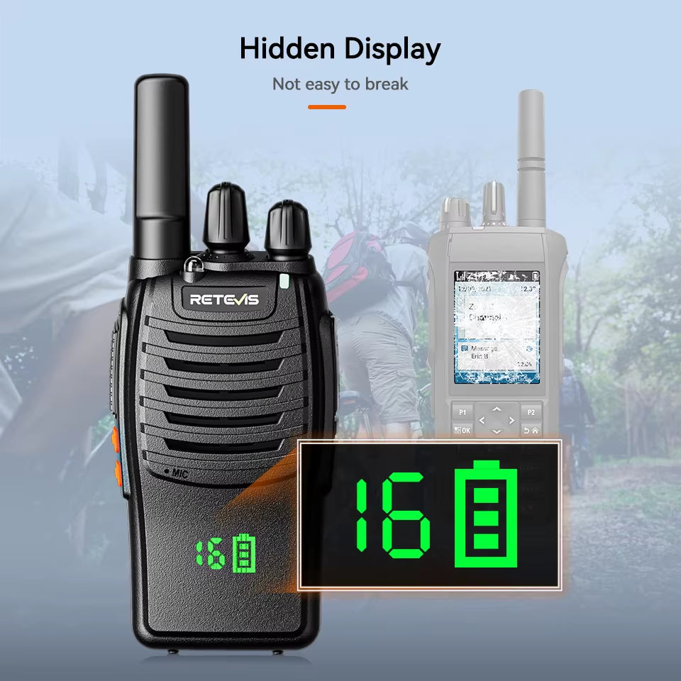 H777H Portable Two-Way Radio Hidden Display Walkie-Talkie PMR/FRS Communication for Camping 1/2 PCS Set