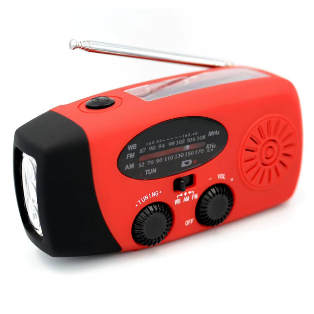 2000Mah Portable Radio Hand Crank Solar USB Charging Hand Radio Solar Crank AM/FM/NOAA Weather Radio Emergency Flashlight
