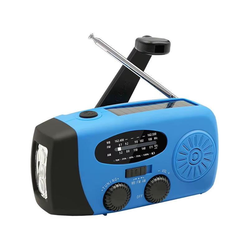 Emergency Radio AM FM with 2000Mah Battery Operated Radio Portable Power Bank Usb/Solar/Hand Crank Charging, SOS