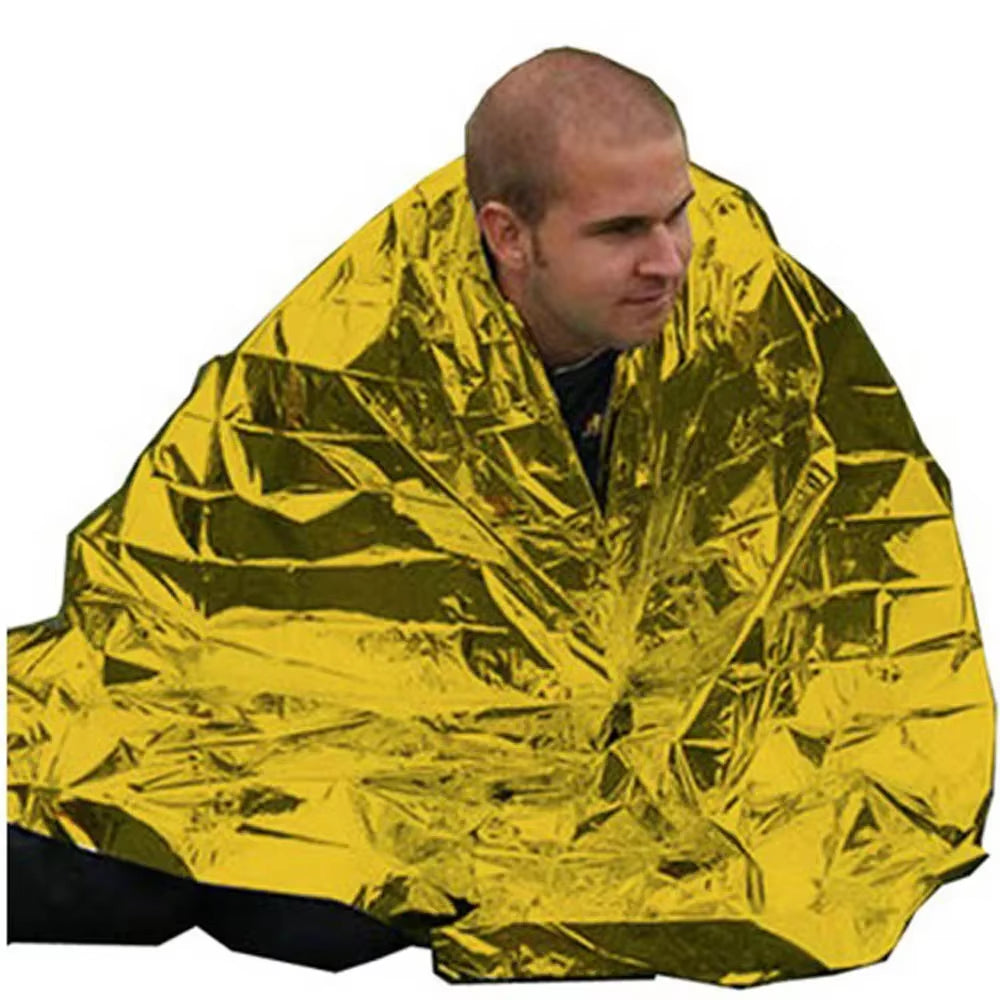 Hot Outdoor Waterproof Emergency Bag Insulation Disaster SOS Aid Life-Saving Survival Rescue Insulation Blanket Hike 210*140CM