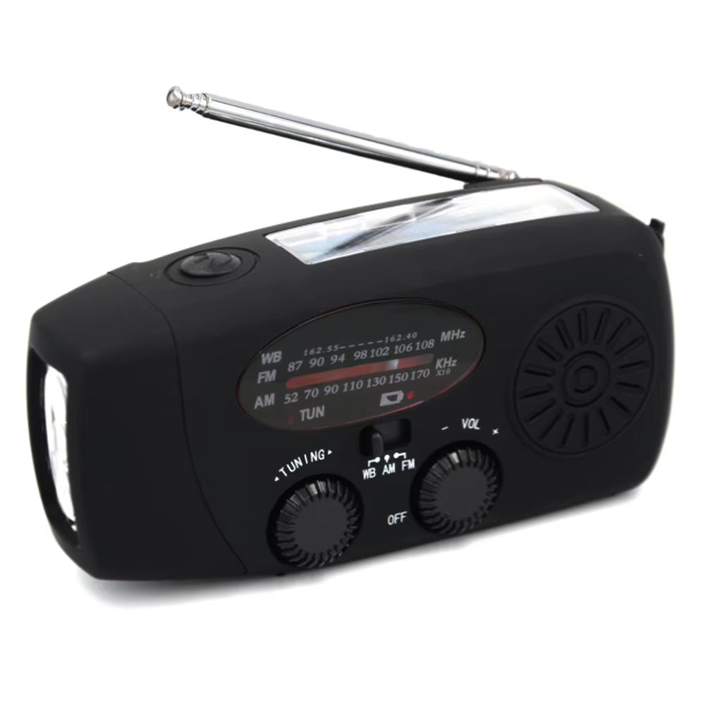 2000Mah Portable Radio Hand Crank Solar USB Charging Hand Radio Solar Crank AM/FM/NOAA Weather Radio Emergency Flashlight