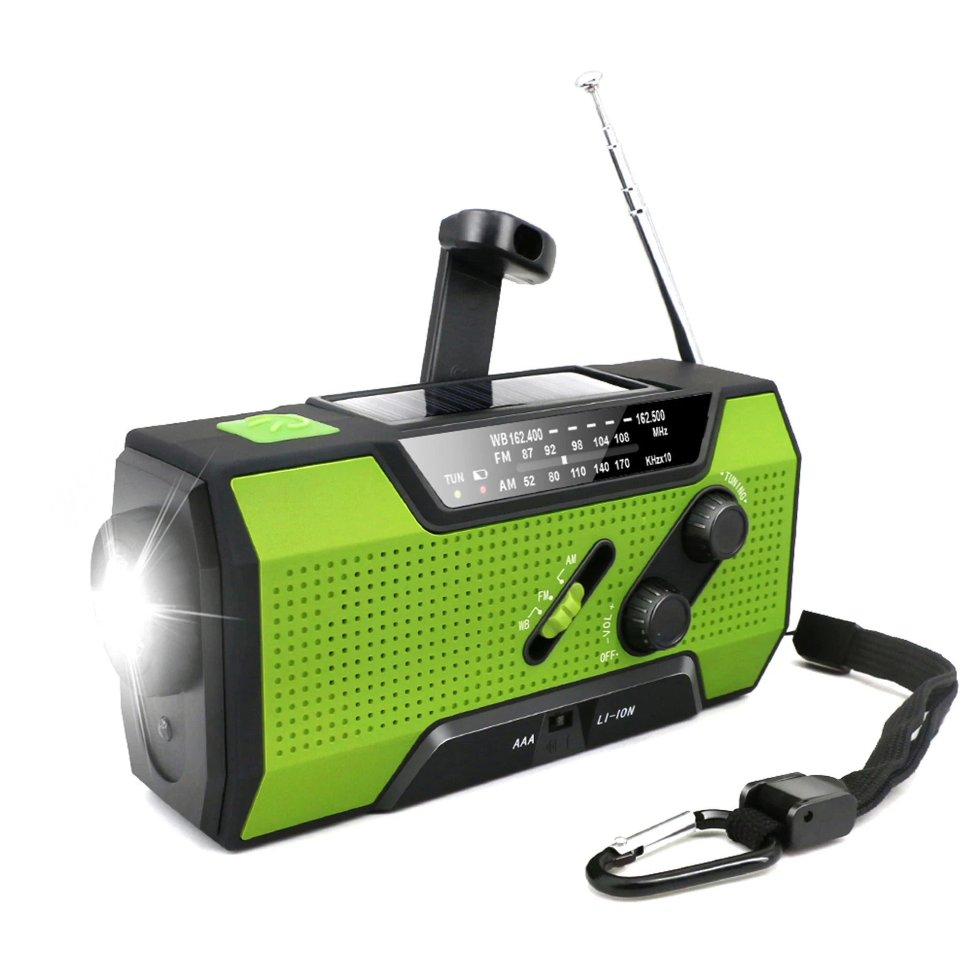 Emergency Radio AM FM with 2000Mah Battery Operated Radio Portable Power Bank Usb/Solar/Hand Crank Charging, SOS